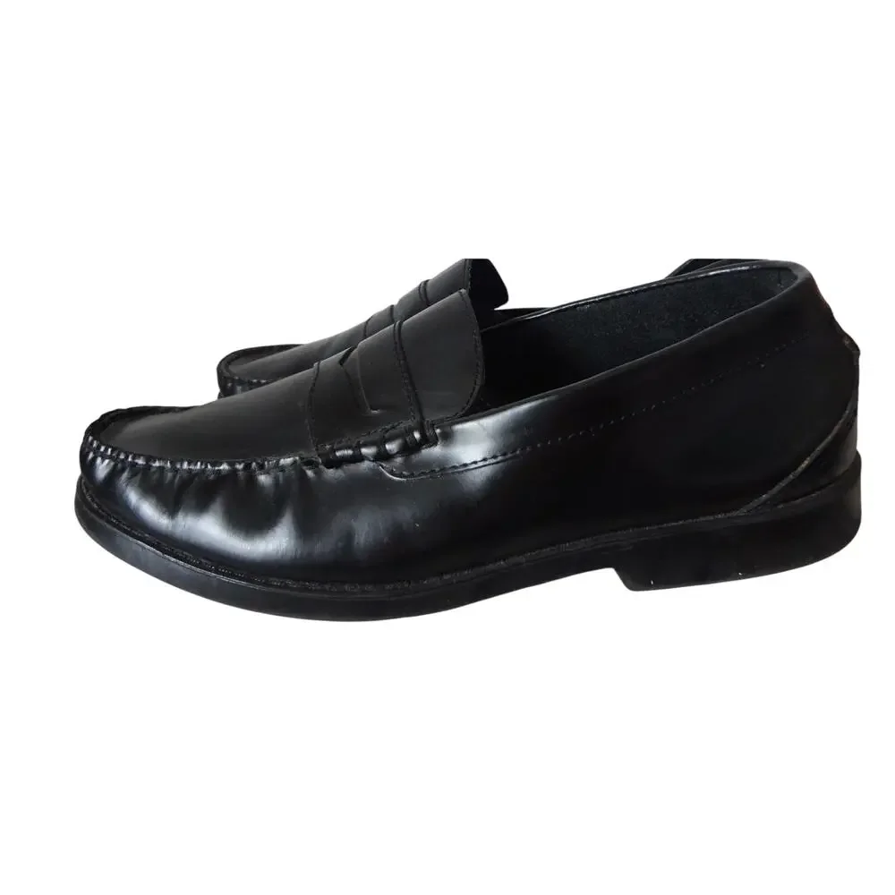 Vintage 90s Nunn Bush Black Penny Loafer Mens 10 Moc Pinch Toe Dress Shoe Gel